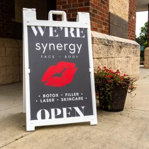 A-frame business entrance open sign