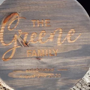 Wood family name sign