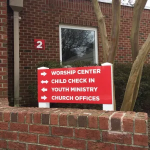 Outdoor branded directional wayfinding sign