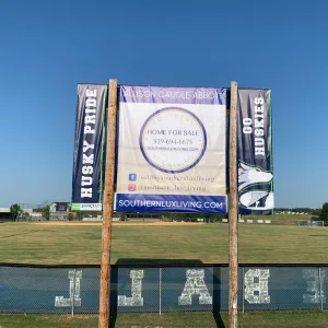 Advertisement banner for high school athletic stadium