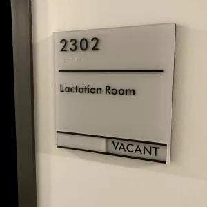 Office room number plaque with vacancy slider