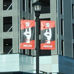 College campus branded light post banners