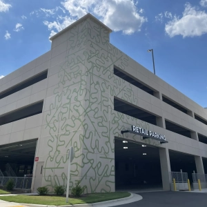 Retail parking entrance wall graphics