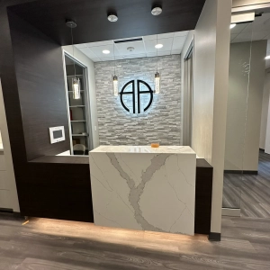 Interior front desk logo light sign